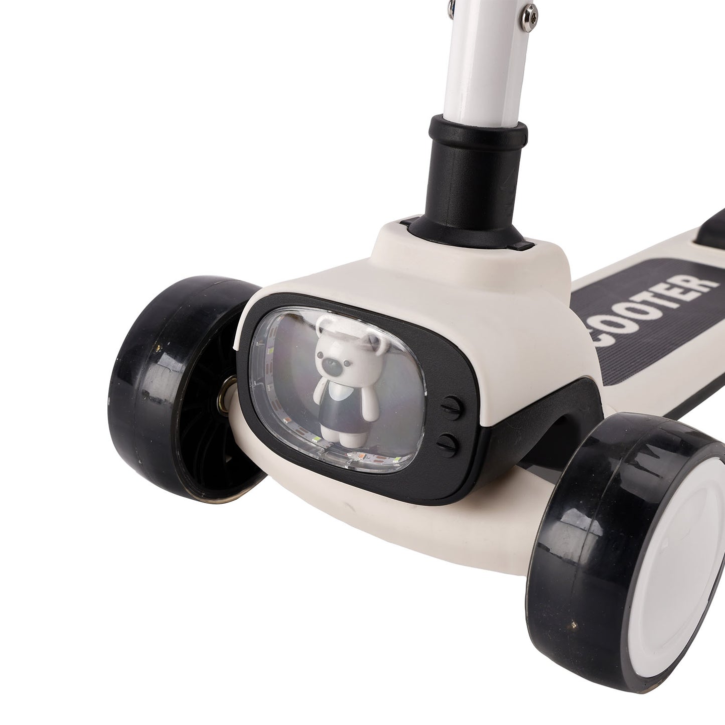 Sedile pieghevole per scooter per bambini 2 in 1, barra pieghevole regolabile a 3 ruote, nera