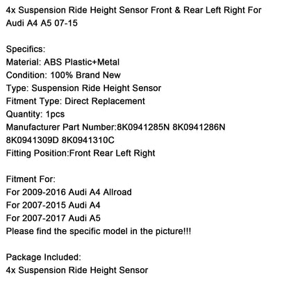 Sensore di altezza da terra Audi A4 Allroad 4x 2009-2016, anteriore e posteriore, sinistro e destro, 8K0941285N