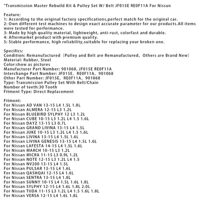 Kit di revisione principale della trasmissione SUZUKI SPACIA L3 0.7L 2013-2015 e set di pulegge con cinghia JF015E RE0F11A