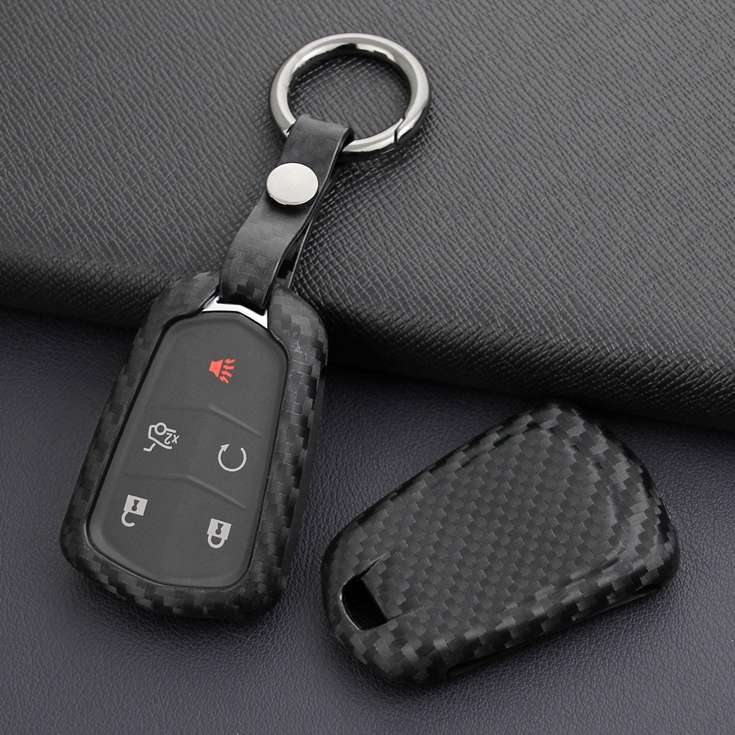 Custodia in pelle e silicone per chiave auto con fibbia per Cadillac