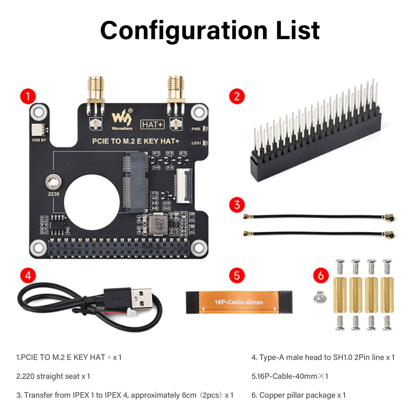 Scheda di espansione PCIe per Raspberry Pi 5 a M.2 E Key per scheda di rete wireless NGFF