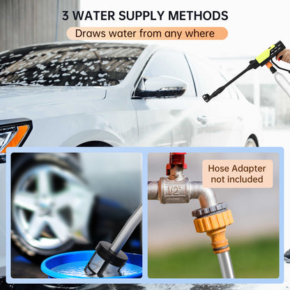 Strumento per la pulizia della rondella dell'auto con pistola a spruzzo d'acqua ad alta pressione elettrica senza fili portatile 6 in 1 con tre leve funzione