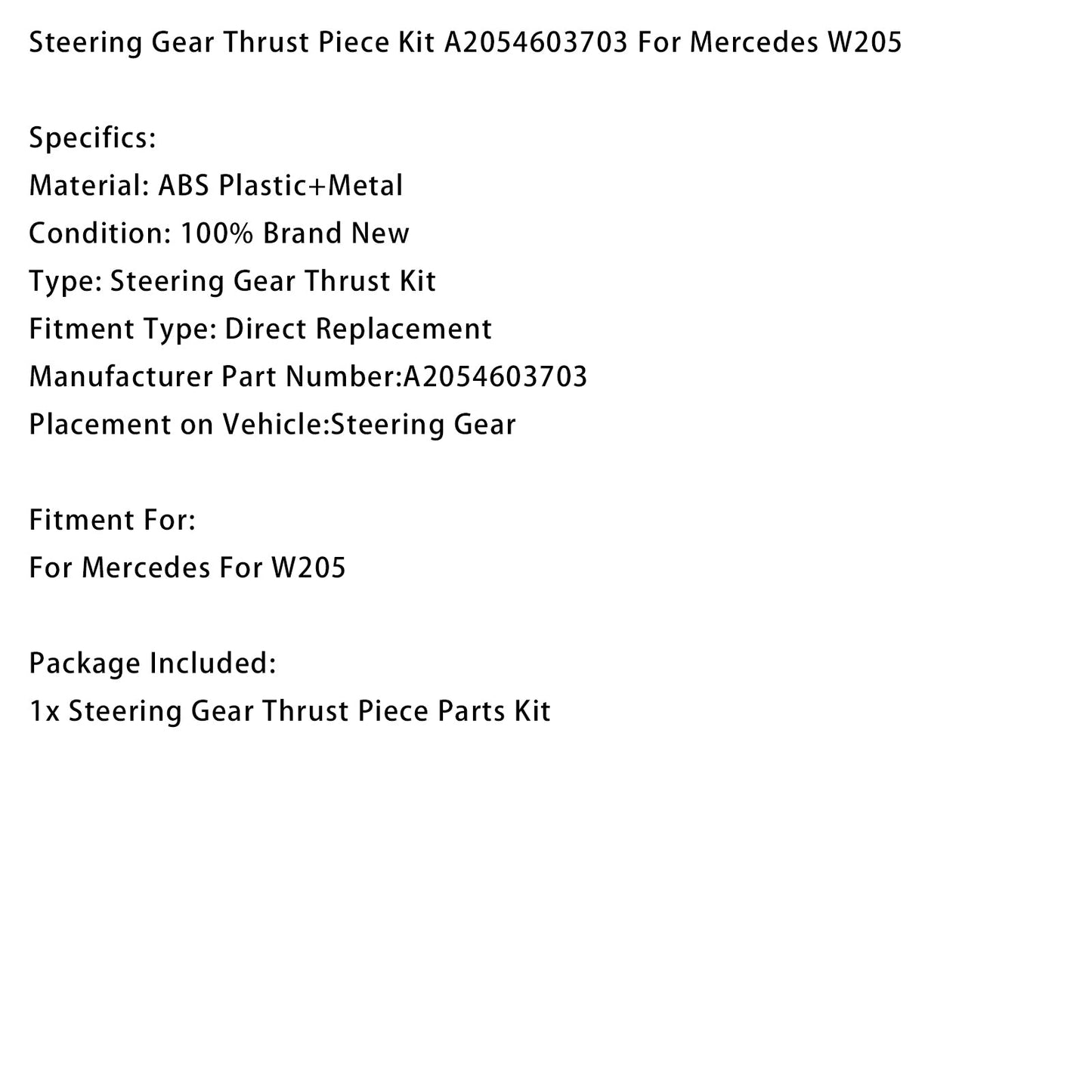 Kit di spinta per scatola dello sterzo A2054603703 per Mercedes W205