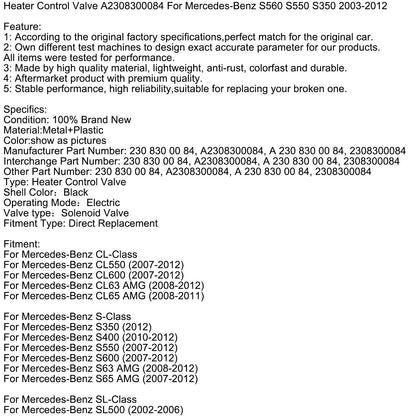Valvola di controllo del riscaldamento A2308300084 per Mercedes-Benz S560 S550 S350 2003-2012