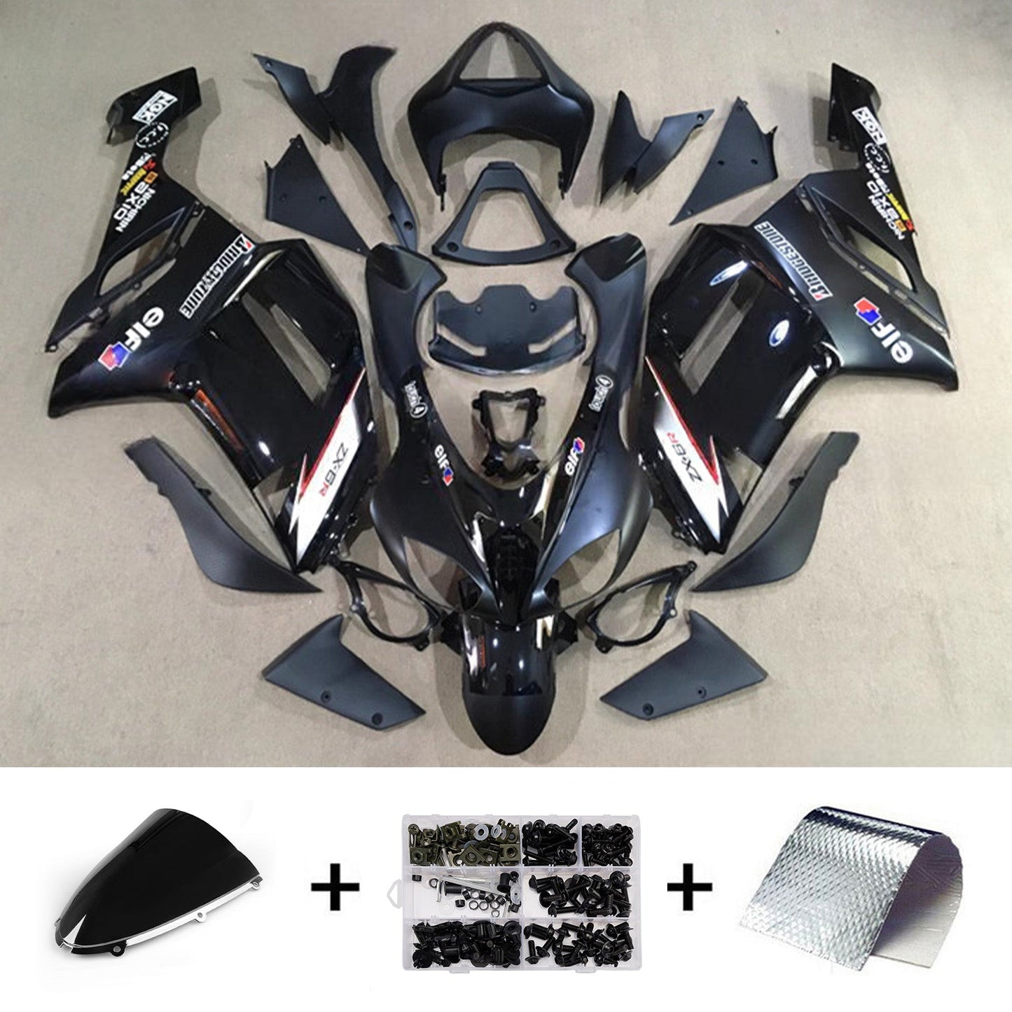 Kit carenatura iniezione in plastica ABS adatto per Kawasaki ZX6R 636 2007-2008
