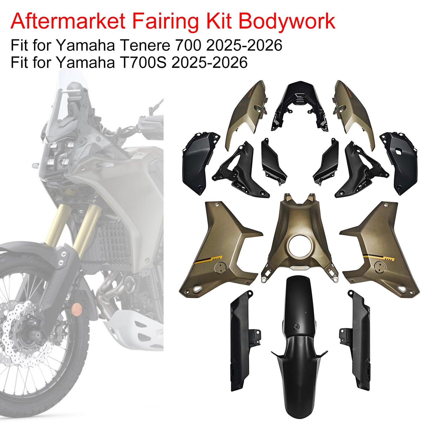 Kit di carene stampate a iniezione per Yamaha Tenere 700 T700S 2025-2026