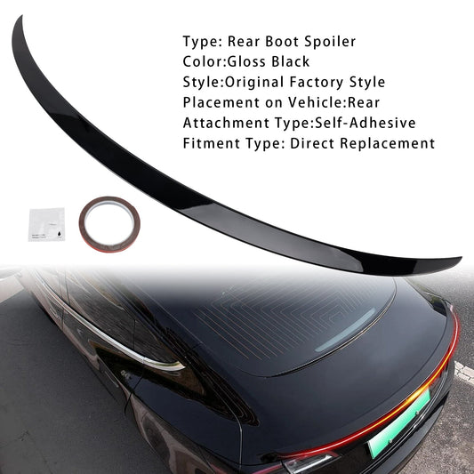 Spoiler posteriore nero lucido per Tesla Model 3 17-23, stile originale di fabbrica
