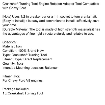 Strumento adattatore per la rotazione del motore per tornitura dell'albero motore per motori Chevy Ford V8