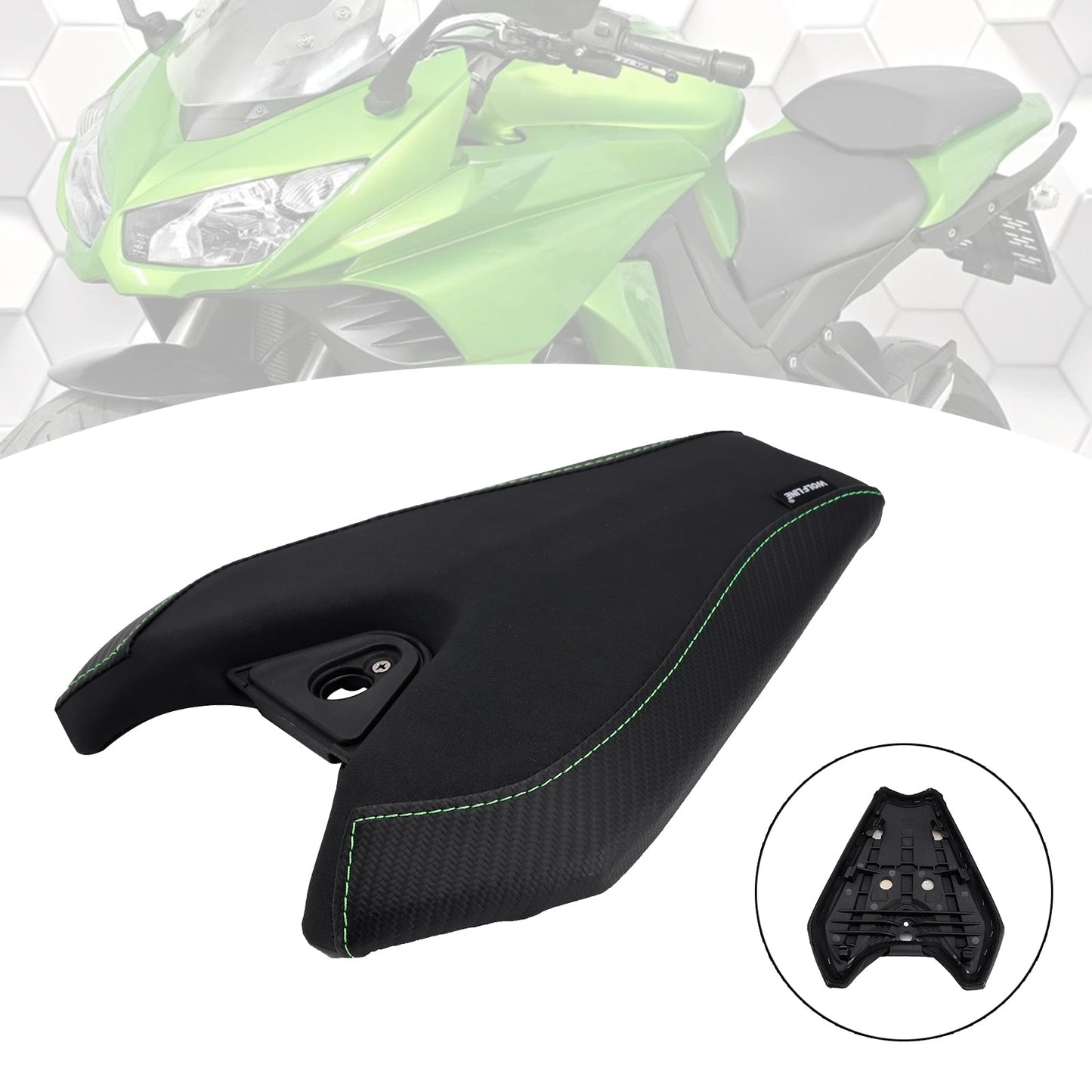 2014-2025 Per Kawasaki Z1000 Cuscino sedile passeggero posteriore Pilone Verde piatto2 24 Rosso