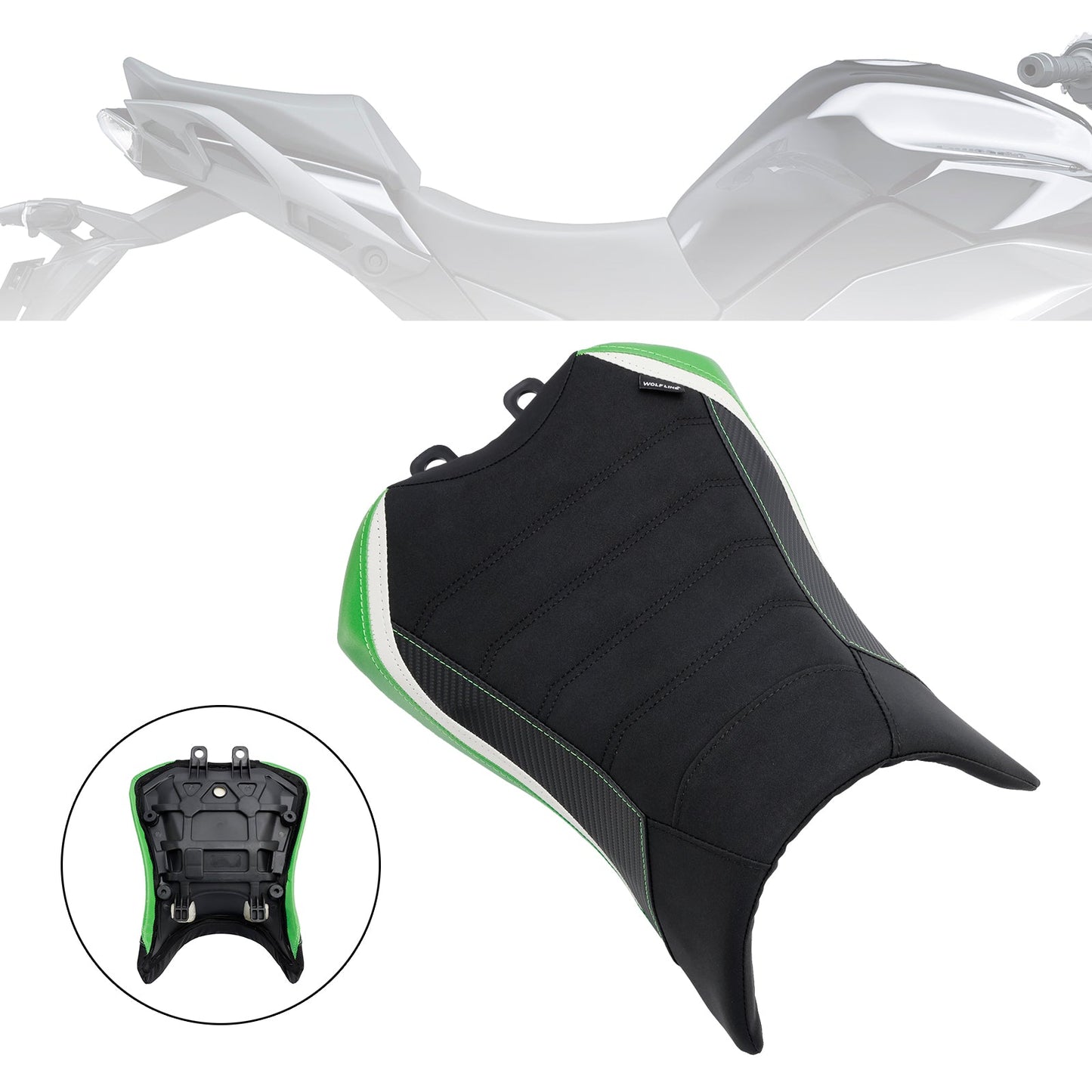 Sella passeggero anteriore per Kawasaki Ninja 1000SX 2022-2023, colore verde