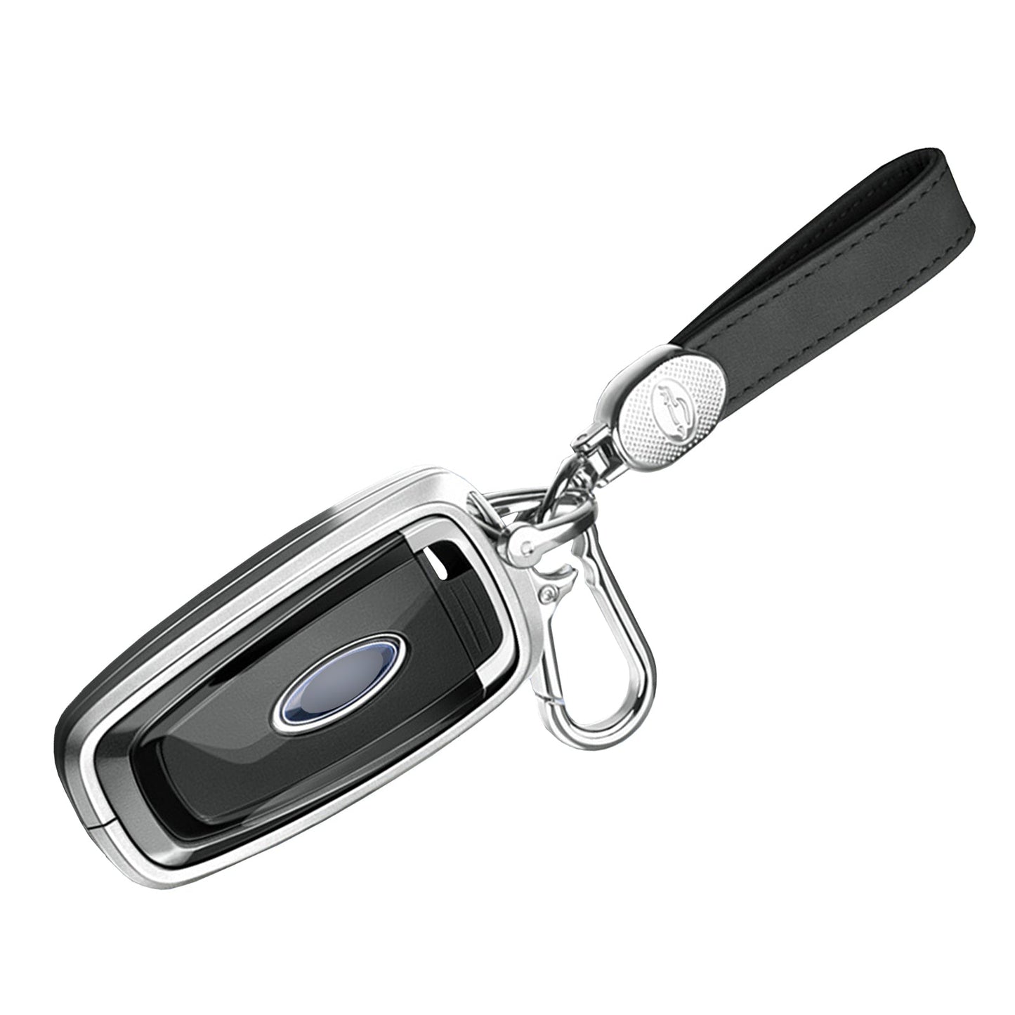 Custodia per chiave auto in TPU argentato in lega di alluminio con fibbia per Ford