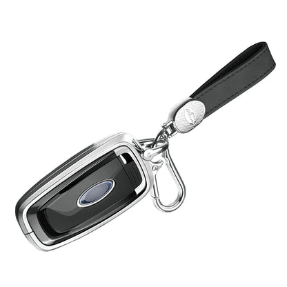 Custodia per chiave auto in TPU argentato in lega di alluminio con fibbia per Ford