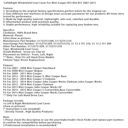 2013 Mini Cooper John Cooper Works GP Copertura parabrezza sinistra e destra 51132751209 51132751210