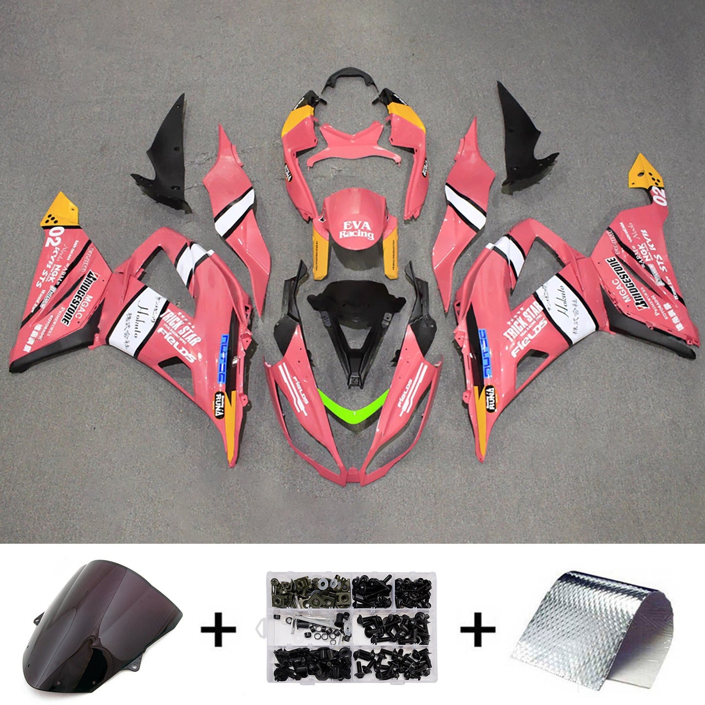 Kit carenatura iniezione in plastica ABS adatto per Kawasaki ZX6R 636 2013-2018