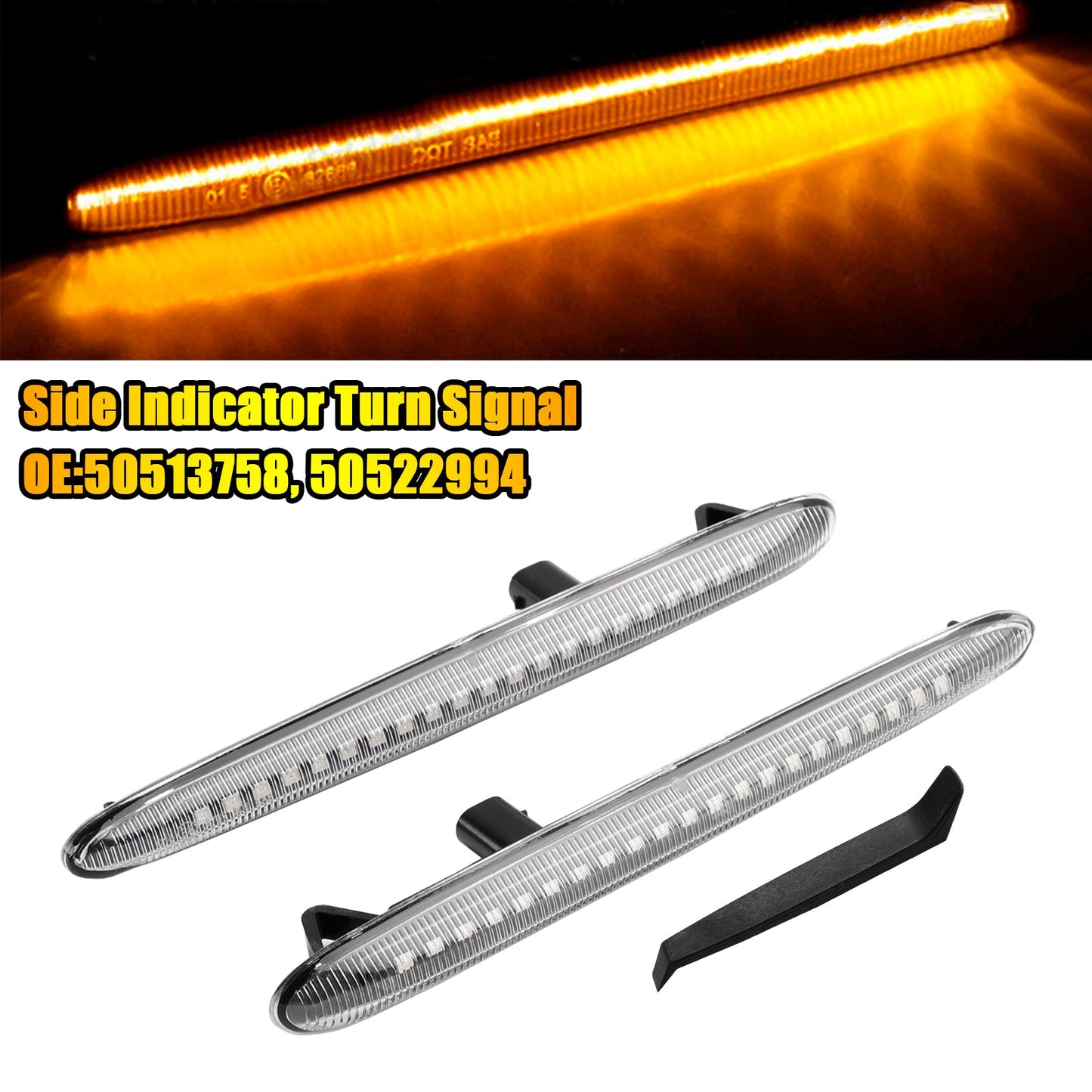 2010-2016 Alfa Romeo Giulietta Ti Indicatore di direzione lampeggiante sequenziale a LED trasparente 50513758 50522994