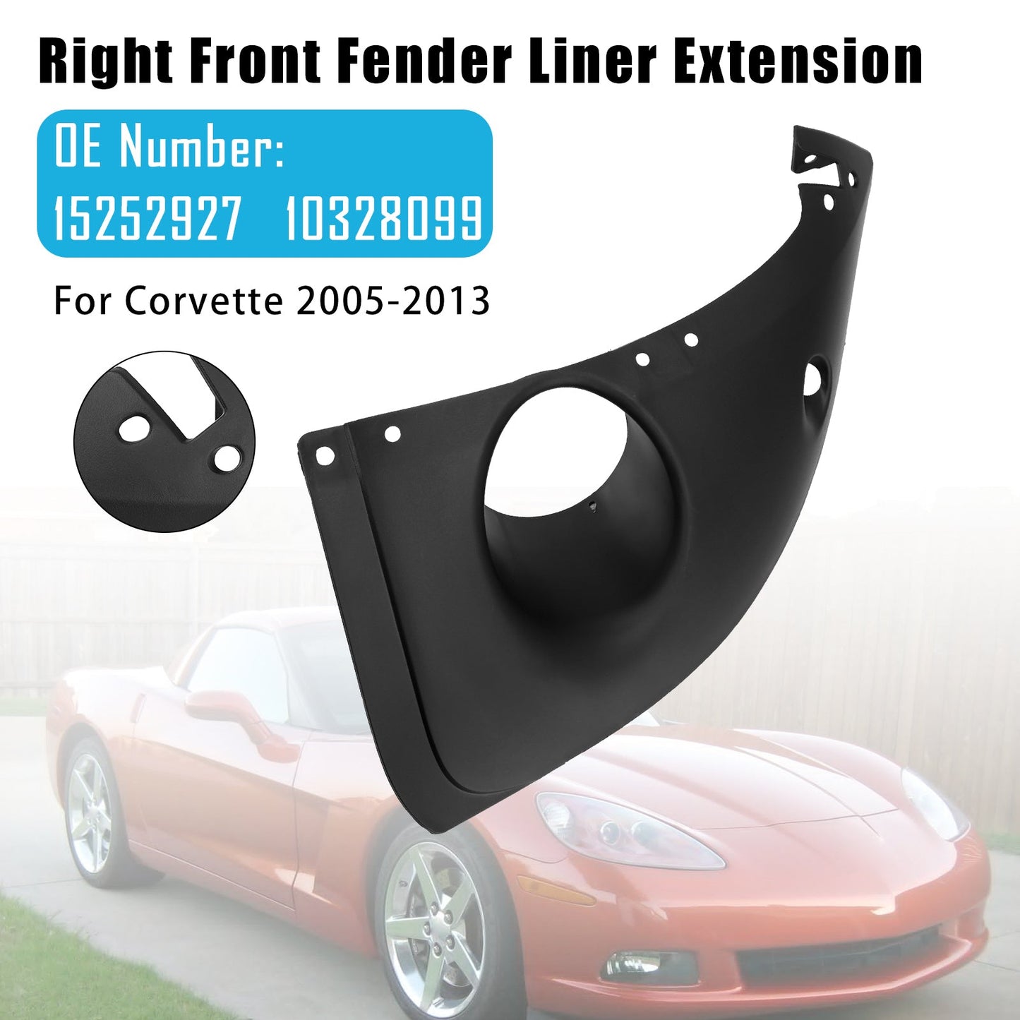 Estensione del rivestimento del parafango anteriore destro per Chevy Corvette 2005-2013 15252927 10328099