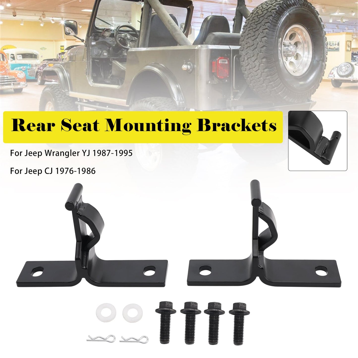 Staffe di montaggio per sedili posteriori pieghevoli/ribaltabili per Jeep Wrangler YJ 1987-1995 e CJ 1976-1986