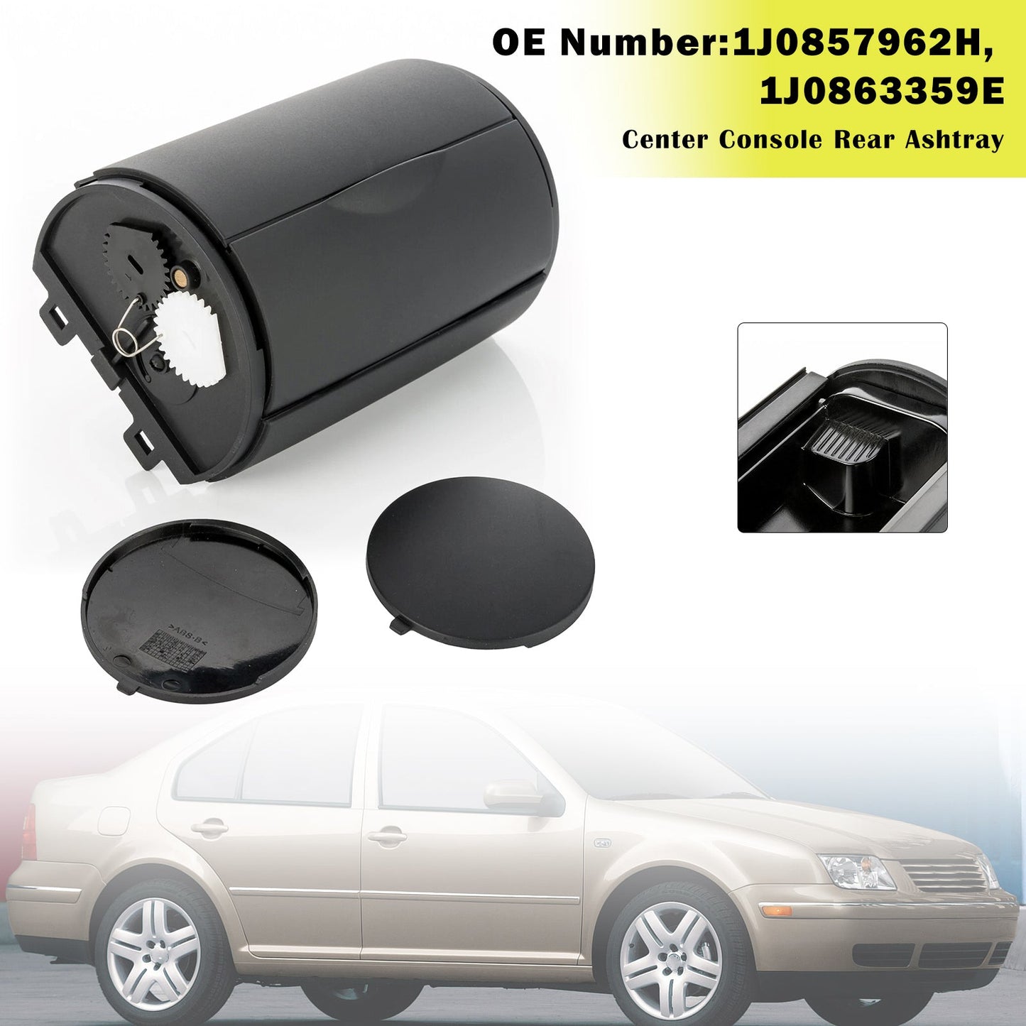 Posacenere posteriore per console centrale nero 1J0857962H per VW Golf IV 4 1J1 1J5
