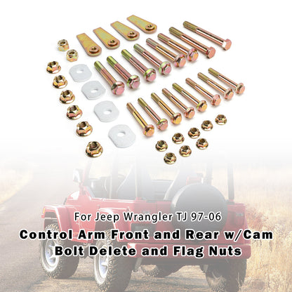 1997-2006 Per Jeep Wrangler TJ Braccio di controllo anteriore e posteriore con eliminazione del bullone della camma e dadi a bandiera