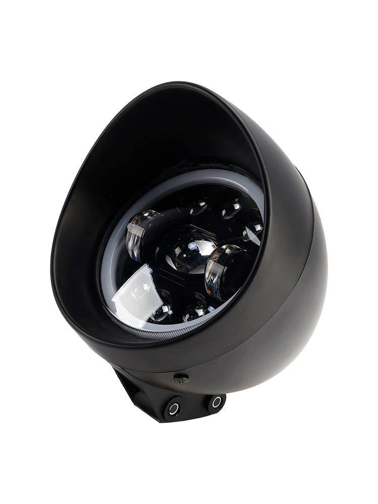 Faro anteriore per moto da 5,75"" con fendinebbia a 9 lampadine per moto e scooter, cromato