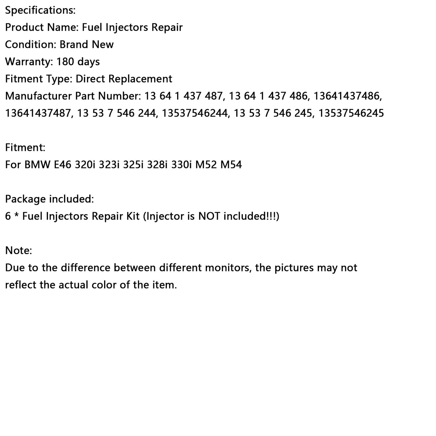 BMW E46 320i 323i 325i 328i 330i M52 M54 Kit di riparazione iniettori carburante 13537546244 13641437487