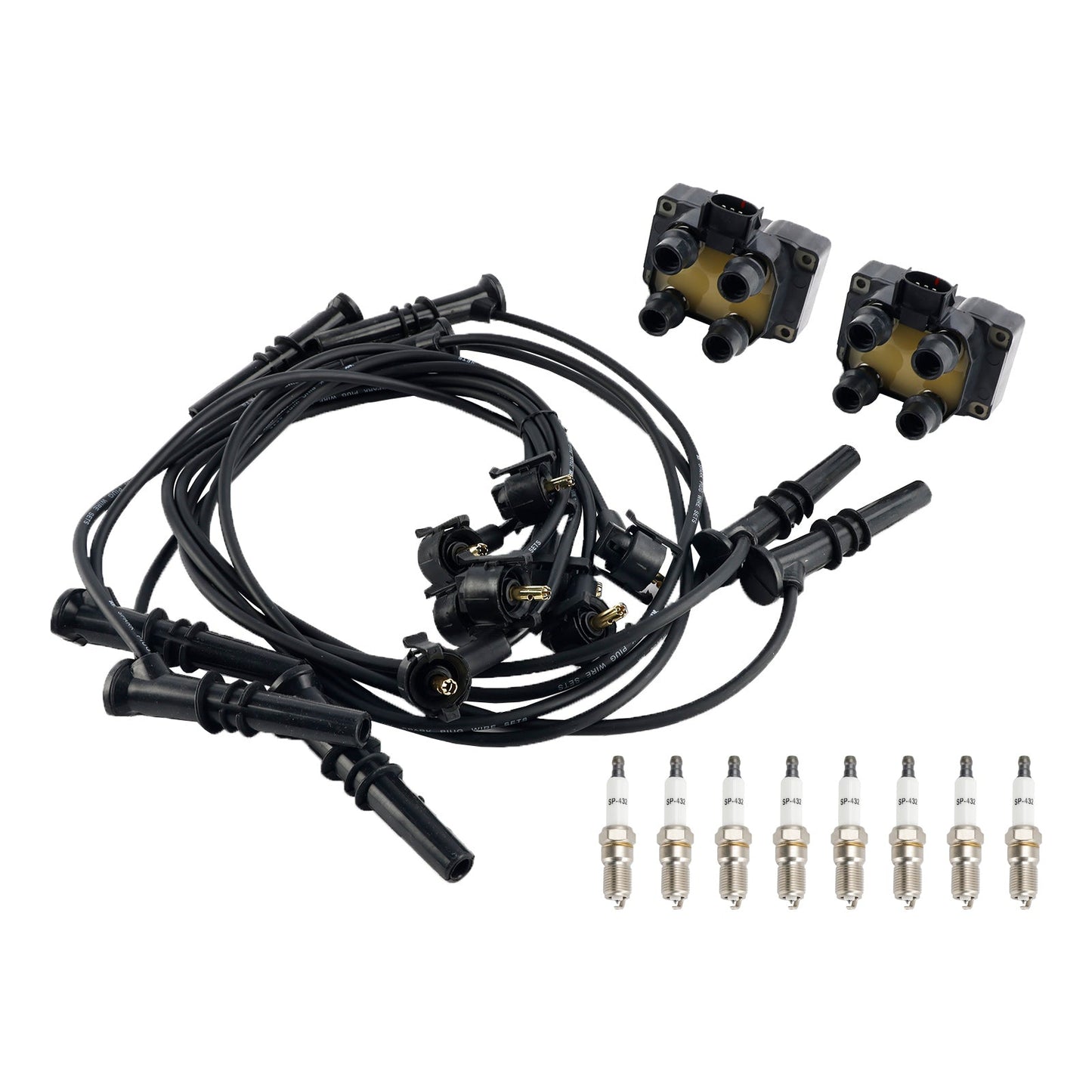 1997-1999 Ford F-150 V8 4.6L 2 bobine di accensione, 8 candele e set di cavi FD487 SP432