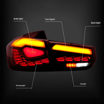 Fanali posteriori a LED rossi L&amp;R BMW Serie 3 F30 F35 F80 2012-2018, gruppo ottico posteriore 63217313039 63217372793