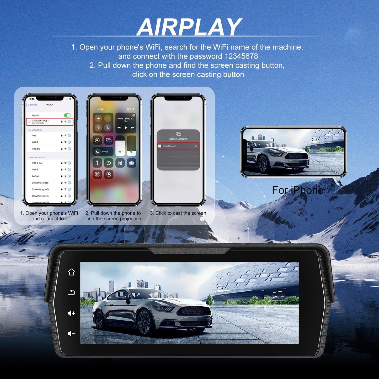 Mirroring dello schermo Android Auto Wireless CarPlay PND da 6,86 pollici per motociclette