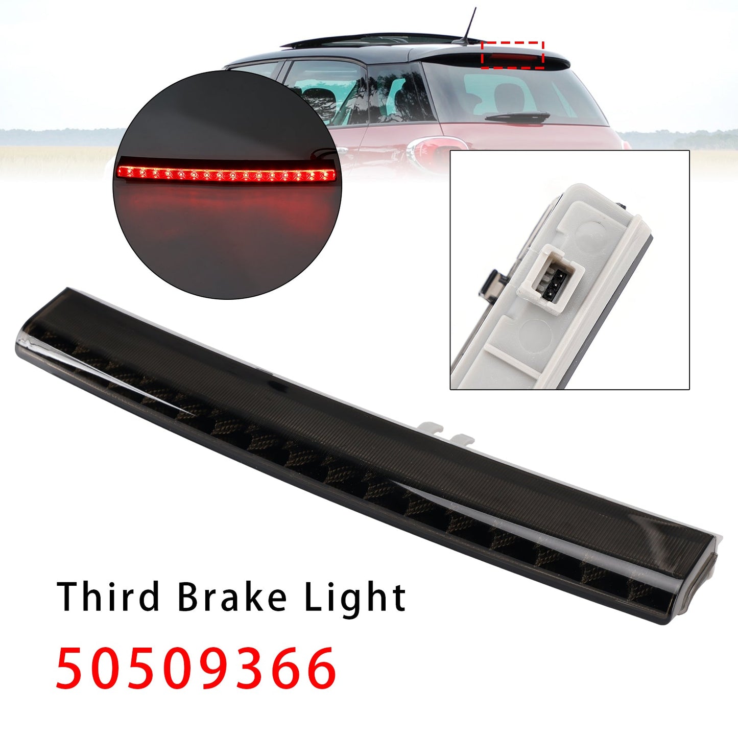 Terza luce di stop posteriore centrale nera per Alfa Romeo Giulietta Fiat 500L 2012-2018