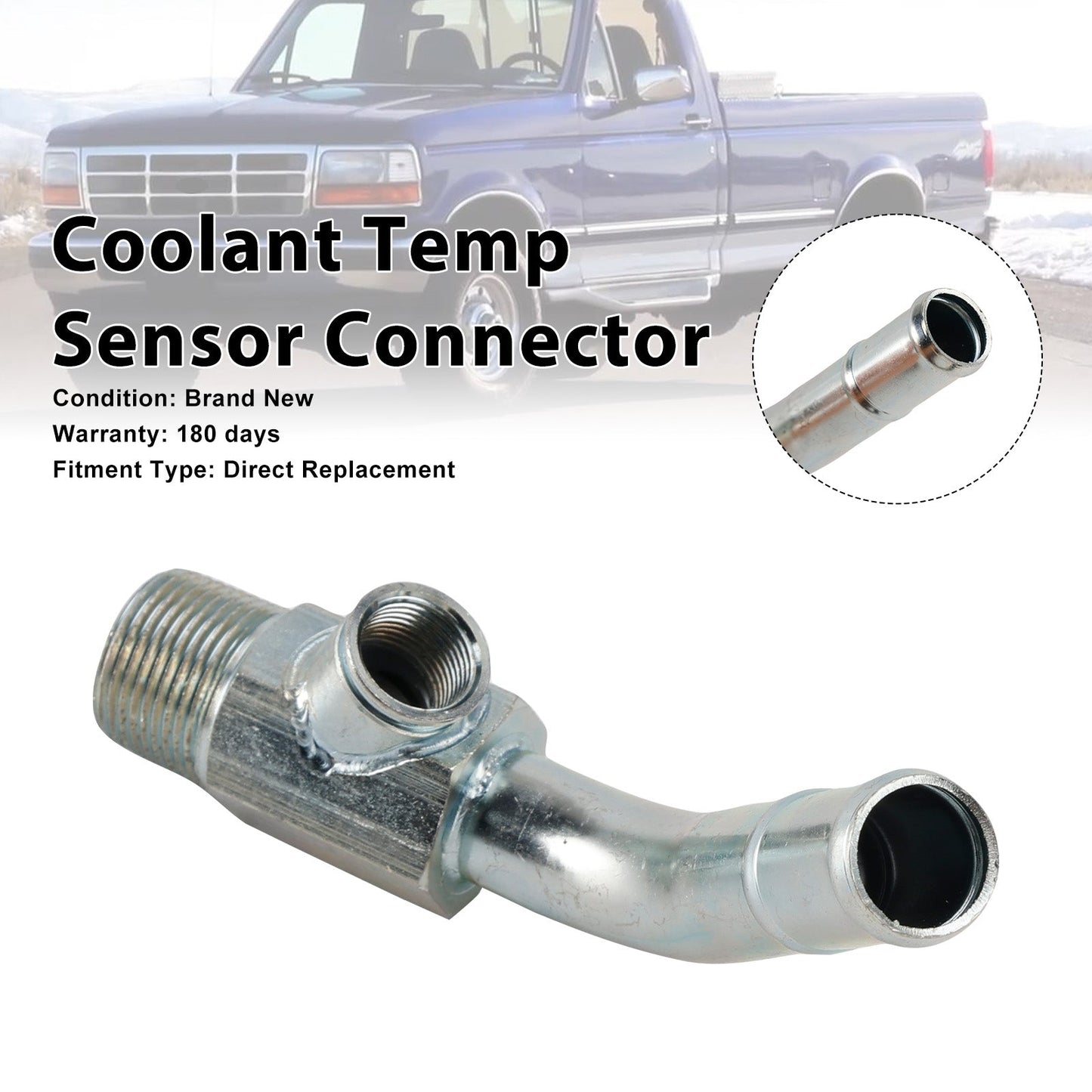 Tubo di raccordo a gomito per sensore di temperatura del liquido di raffreddamento, compatibile con Ford F-150, F-250, F-350 dal 1985 al 1997.