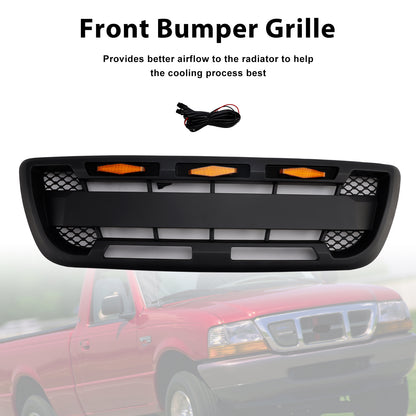 Griglia paraurti anteriore nera opaca Ford Ranger 1998-2000 con luce a LED