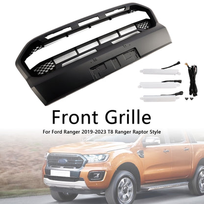 Grill per paraurti anteriore in stile Raptor per Ford Ranger 2019-2023 T8 W/LED