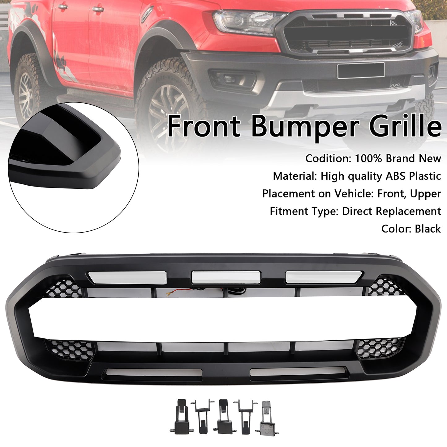 Griglia paraurti anteriore Raptor Style adatta per Ford Ranger 2019-2023, nera