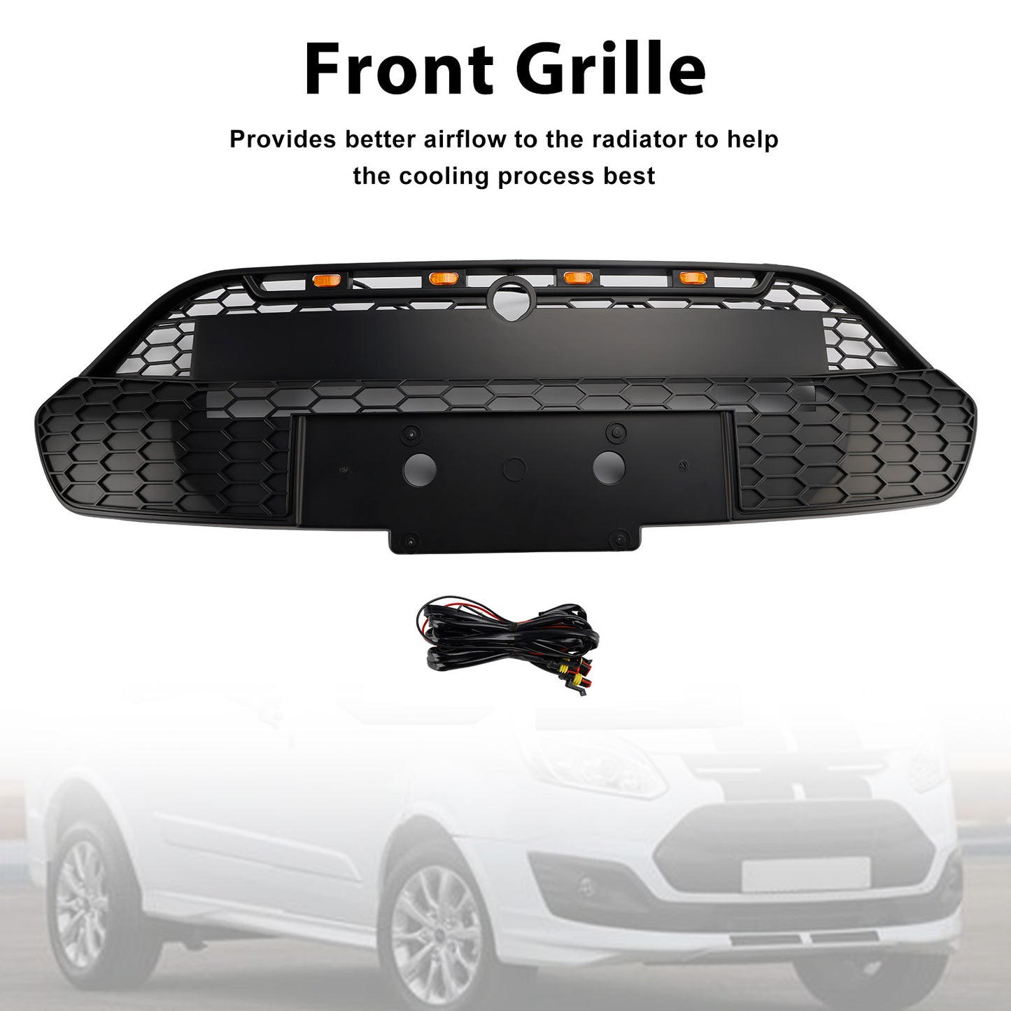 2013-2017 Ford Transit Custom Griglia per paraurti anteriore nera opaca con LED