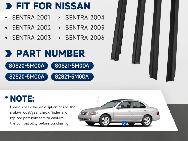 Guarnizione di tenuta Nissan Sentra 4 pezzi 2001-2006 80820-5M00A 82821-5M00A