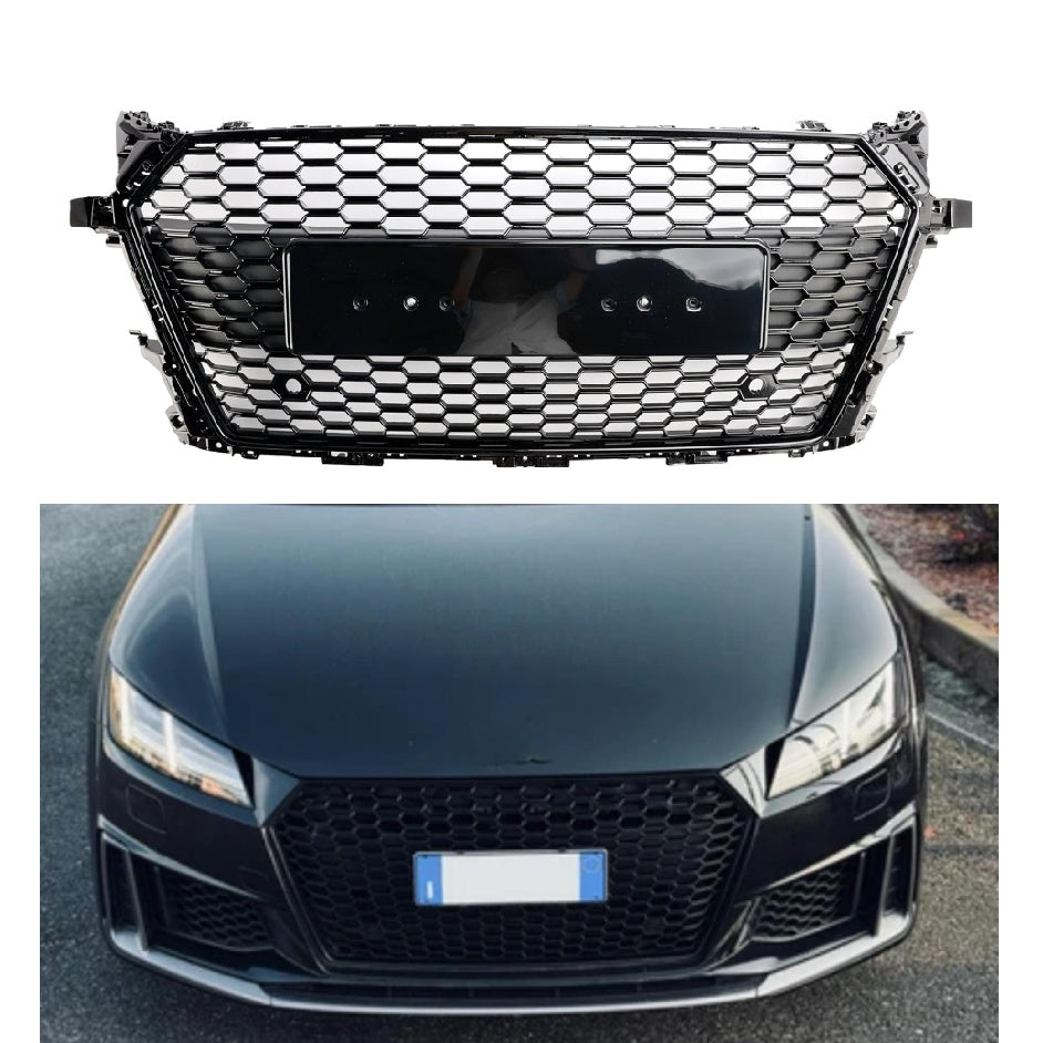 Griglia a nido d'ape stile TTRS per Audi TT/TTS MK3 FV 2014-2023 Paraurti anteriore Griglia nera lucida