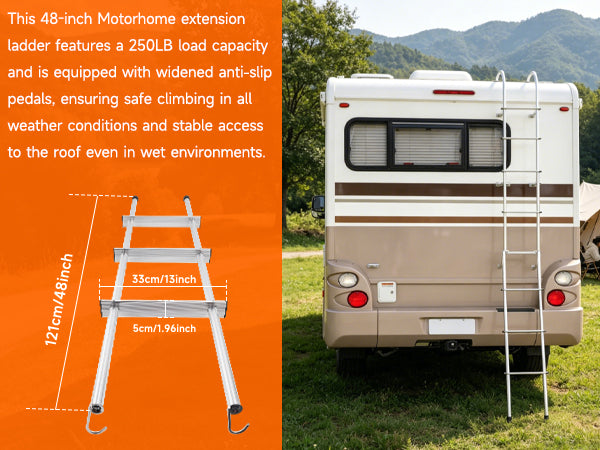 Estensione universale per scala RV in alluminio da 48"" 503L per tutte le scale RV con tubo da 1""