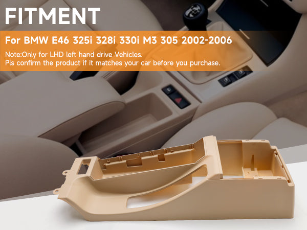 2002-2006 BMW E46 325i 328i Center Console Bracciolo Trim Base Per Guida A Sinistra