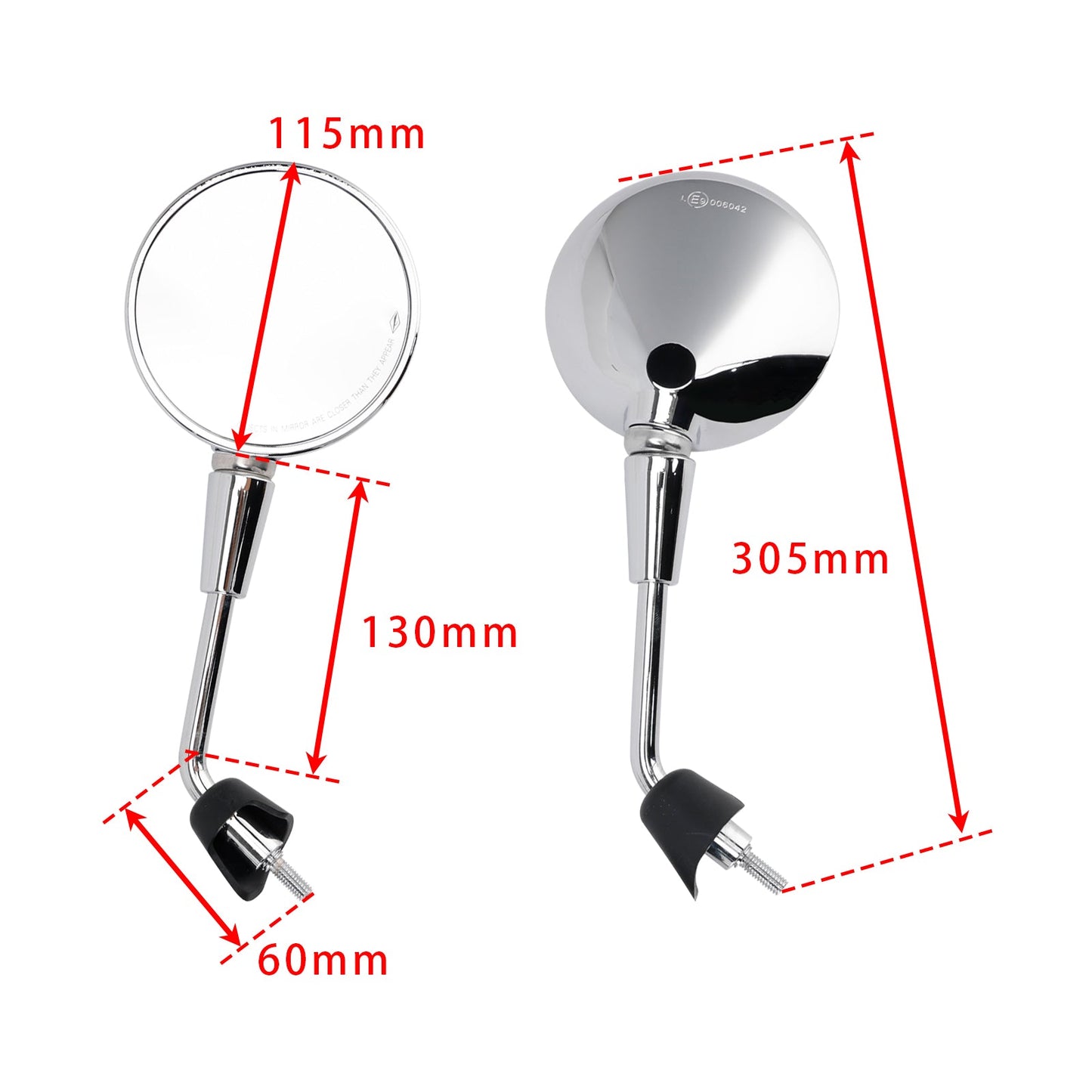 COPPIA SPECCHIETTI SHORTY CROMATI PER VESPA PRIMAVERA 50-125 SPRINT 50-150 GTS 125 300