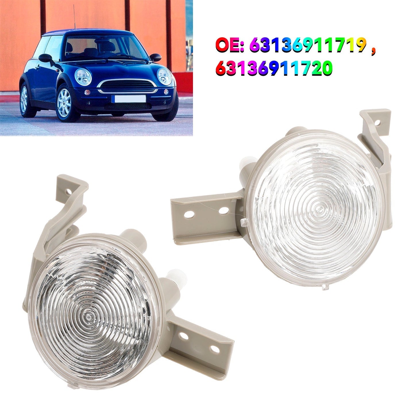 2001.06-2006.09 MINI R50 R53 Coppia di indicatori di direzione anteriori lampeggianti con lente trasparente
