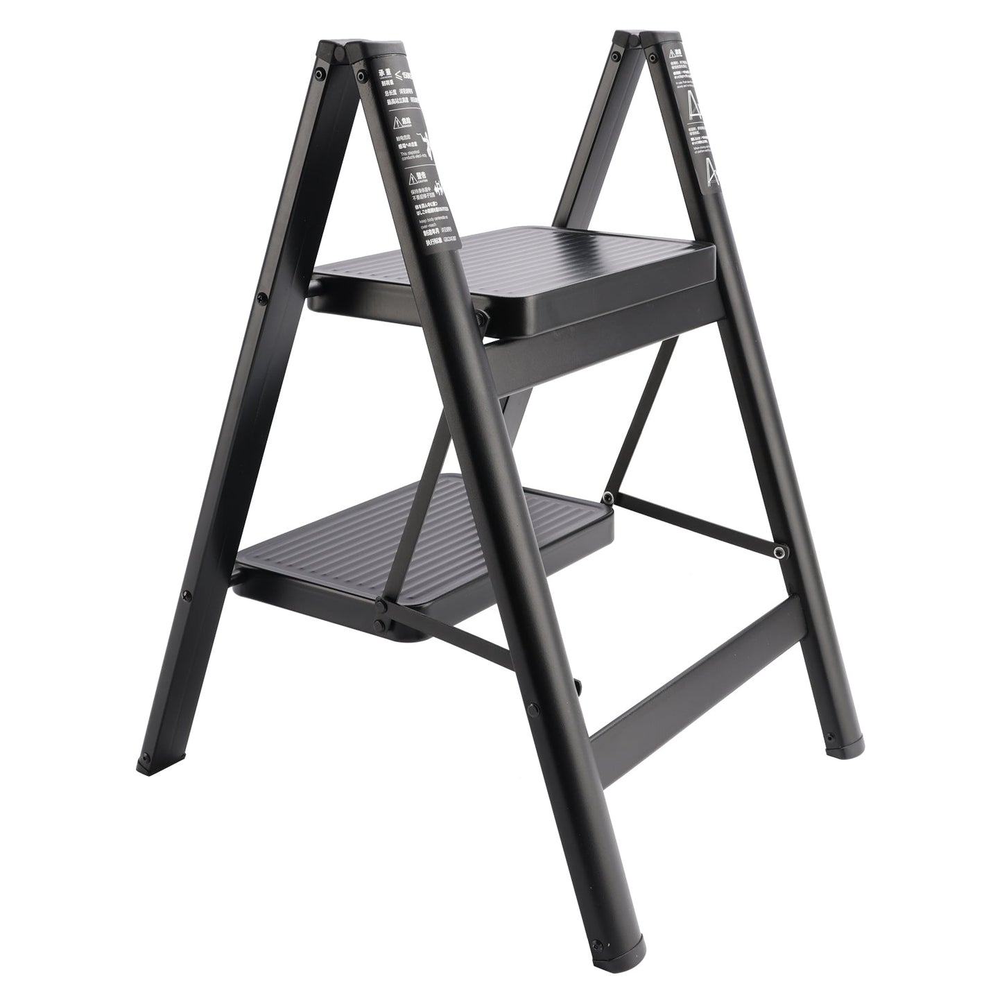 Scala a pioli, 2 livelli, pieghevole, alluminio, larga, leggera, compatta, scala