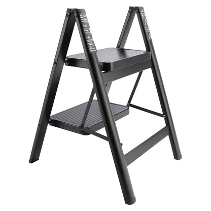 Scala a pioli, 2 livelli, pieghevole, alluminio, larga, leggera, compatta, scala