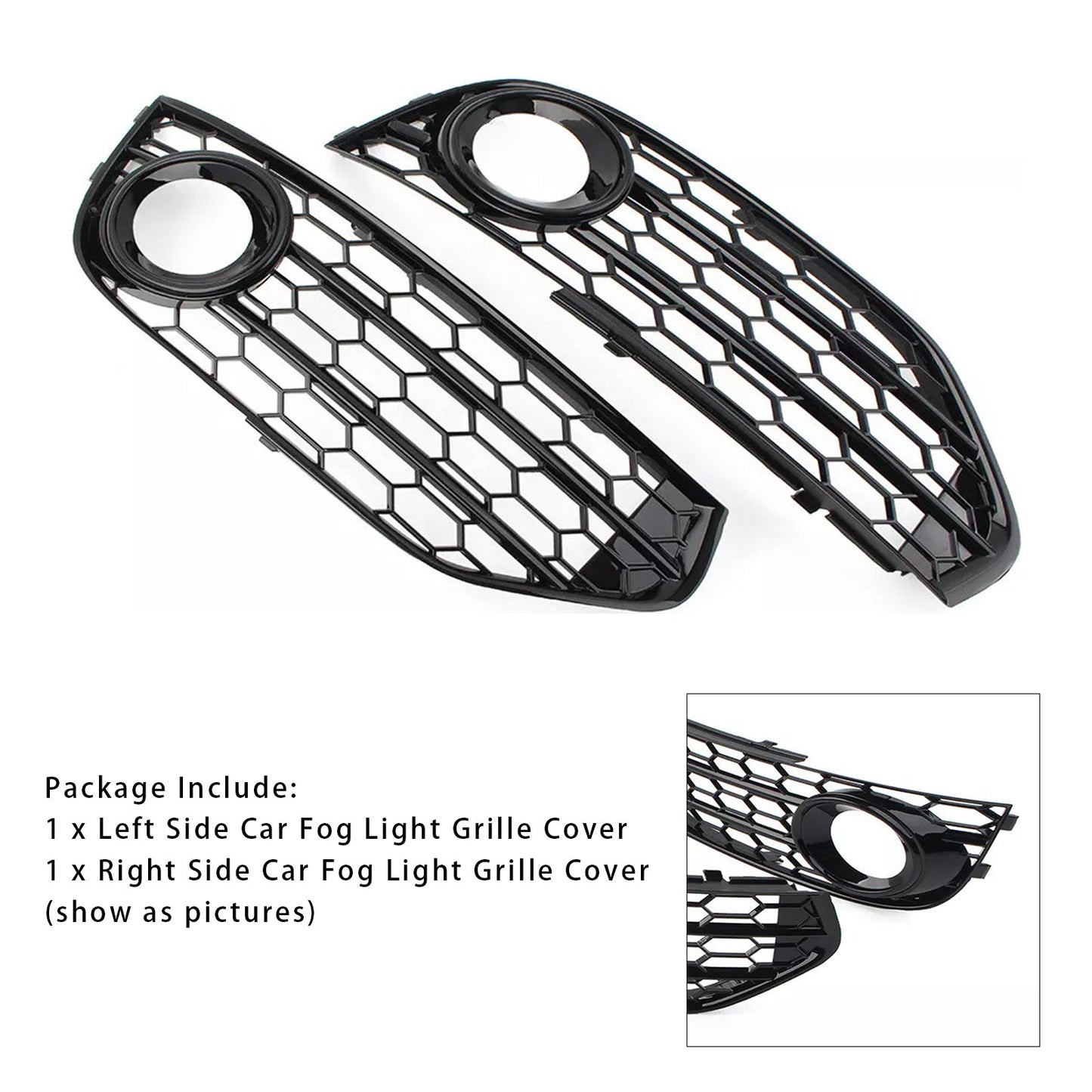 Griglia fendinebbia a nido d'ape per paraurti anteriore Audi A4 Allroad B8 2010-2015, nera
