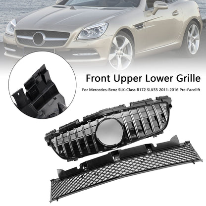 Griglia anteriore superiore inferiore cromata pre-restyling Mercedes-Benz SLK-Class R172 SLK55 2011-2016 adatta per Mercedes SLK-Class R172 SLK55