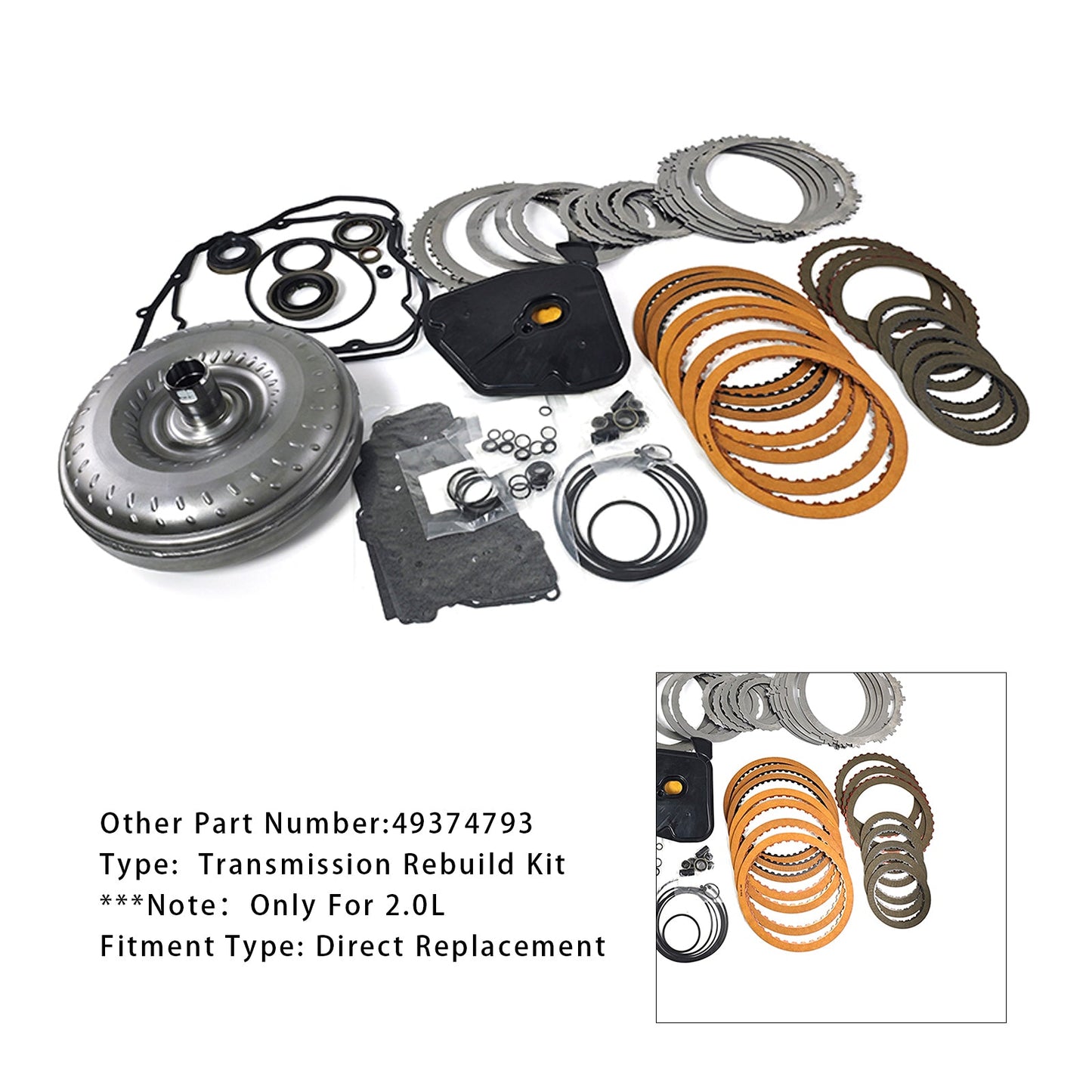 Kit di revisione della trasmissione Ford 2.0L 6F35 con convertitore di coppia dal 2013 in poi