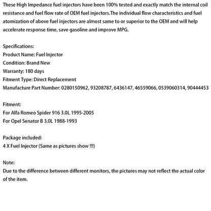 Iniettore di carburante 4 pezzi 0280150962 adatto per Opel Senator B 3.0L 1988-1993 93208787