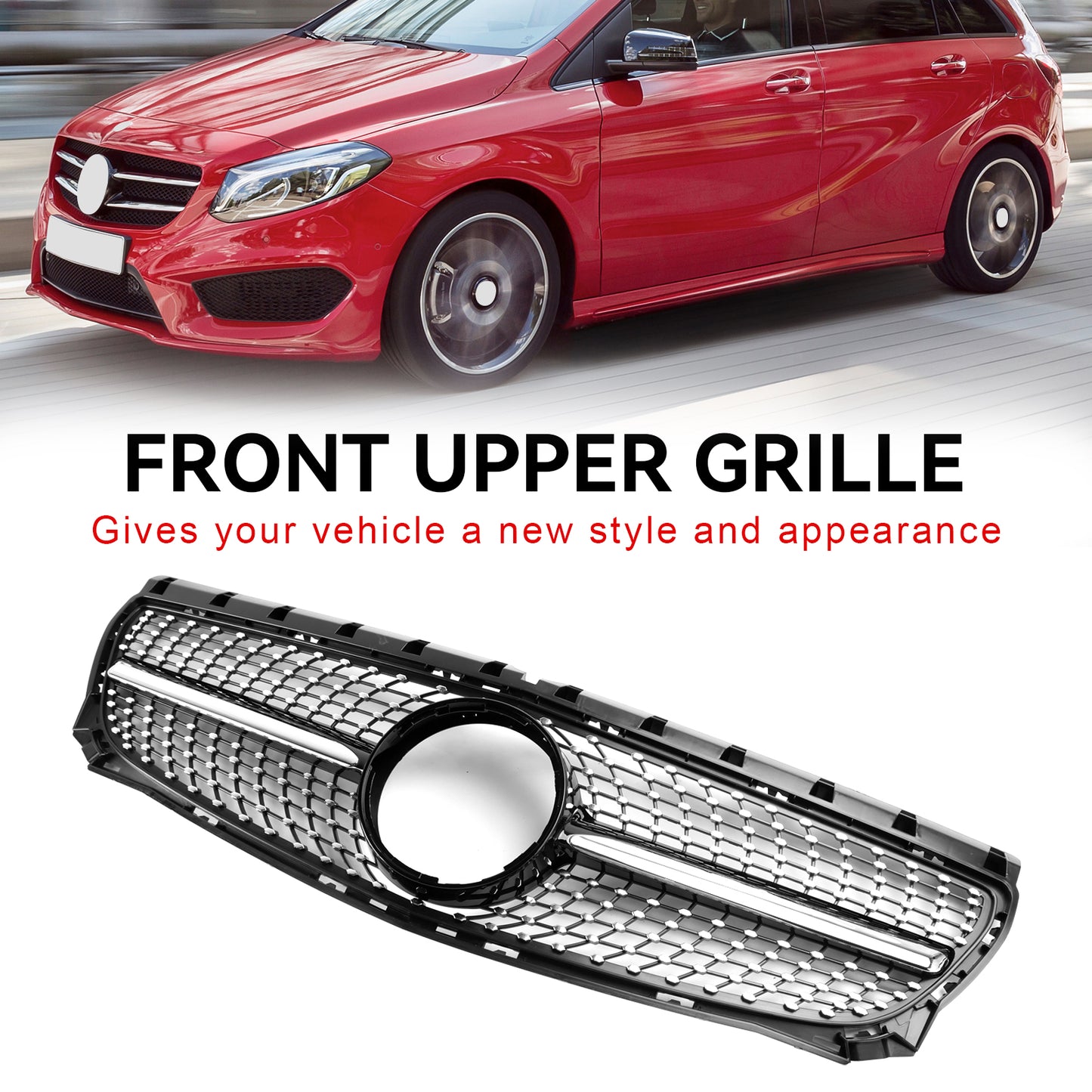 Per Mercedes Classe B W246 B160 2011-2014 Griglia del radiatore anteriore diamantata