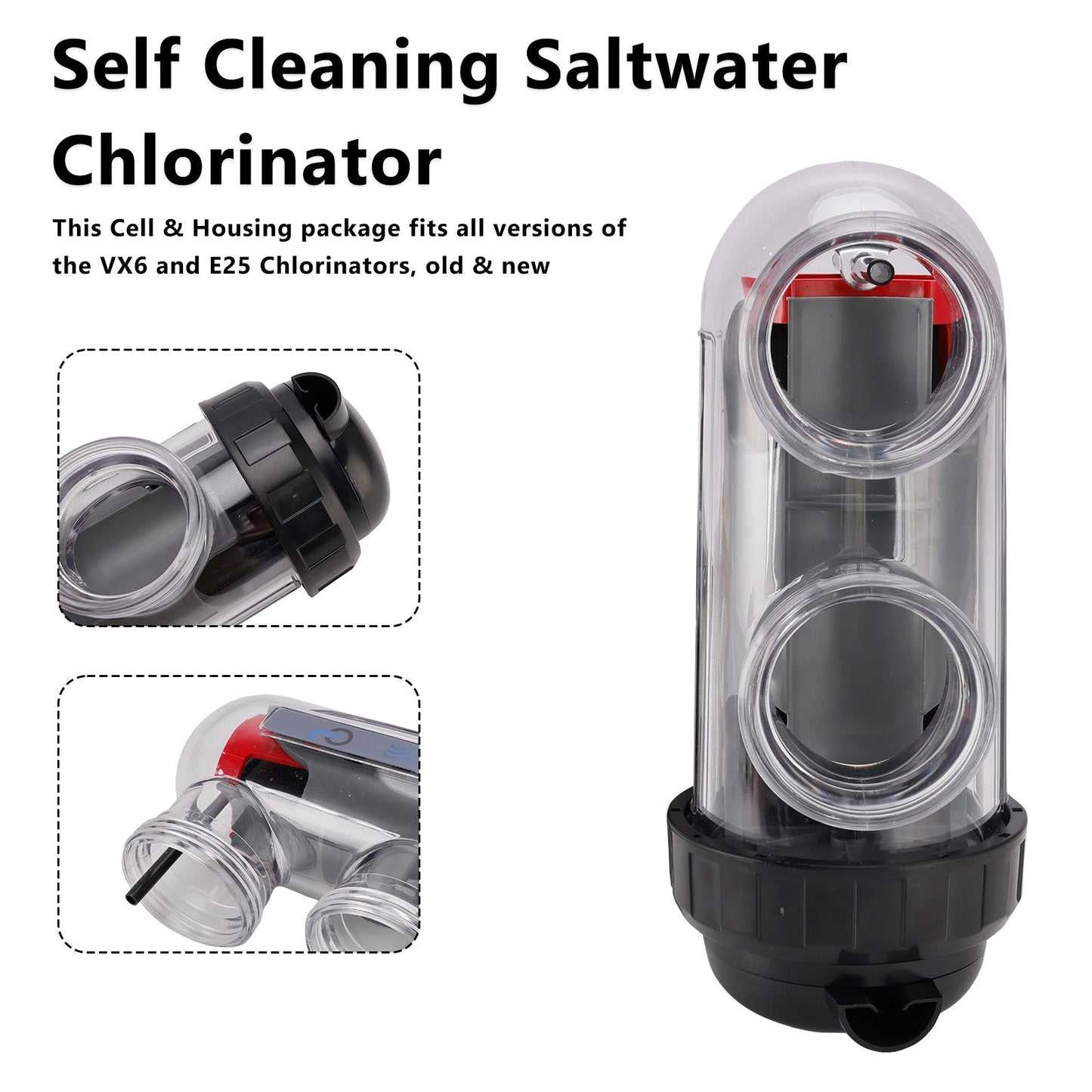 Cella di ricambio per cloratore ad acqua salata con alloggiamento per cella W per Astral/Hurlcon VX6/E25