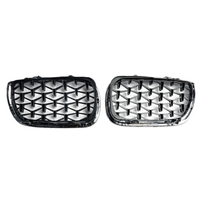 Pair Chrome Diamond Grille For BMW E46 Saloon/Touring Facelift 2002-2005 4Dr