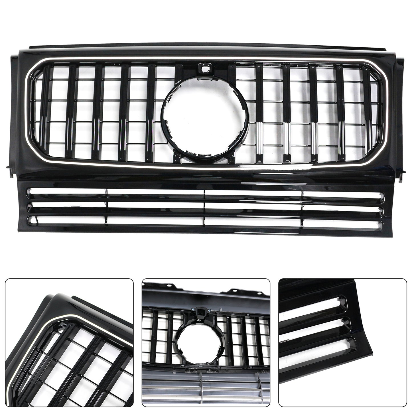 Per Mercedes Benz W463 1990-2018 con griglia per paraurti anteriore nera lucida a LED